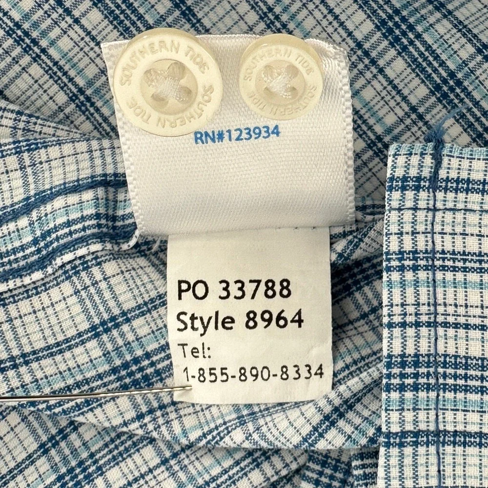 Southern‎ Tide Coastal Passage Mens XXL Blue Plaid Button Down Shirt Long Sleeve